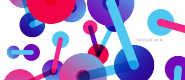 Soyut arkaplan. Yuvarlak noktalar çizgilerle birleşti. Duvar kağıdı, afiş, arkaplan veya iniş için moda tekno iş şablonu