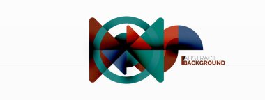 Yaratıcı geometrik duvar kağıdı. Asgari soyut arkaplan. Duvar kağıdı arkaplanı veya iniş sayfası için üçgenler ve daireler kompozisyon vektör çizimi