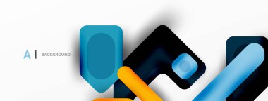 Renkli geometrik şekiller çizgiler, kareler ve üçgenler. Duvar kağıdı, pankart veya iniş sayfası için soyut arkaplan