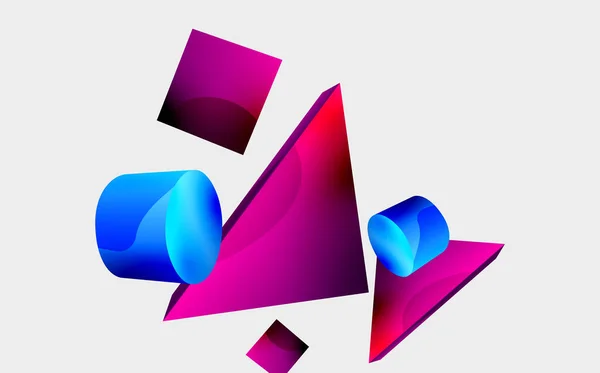 Vector Minimalist Geometric Abstract Background Triangle Cylinder Pyramid Basic Shape — 图库矢量图片