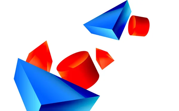 Vector Minimalist Geometric Abstract Background Triangle Cylinder Pyramid Basic Shape — Stock vektor