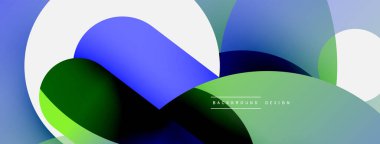 Yuvarlak şekiller daireler ve diğer geometrik şekiller. Duvar kağıdı afişi arkaplan kartı veya iniş sayfası için vektör illüstrasyonu