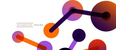 Çizgi noktaları geometrik soyut arkaplan bağlantıları. Çizgilerle birbirine bağlı çemberler. Duvar kağıdı, afiş, arkaplan veya iniş için moda tekno iş şablonu