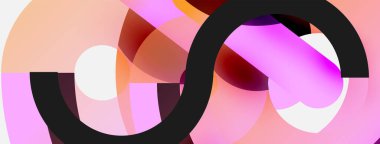 Yuvarlak şekiller daireler ve diğer geometrik şekiller. Duvar kağıdı afişi arkaplan kartı veya iniş sayfası için vektör illüstrasyonu