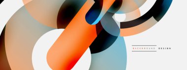 Yuvarlak şekiller daireler ve diğer geometrik şekiller. Duvar kağıdı afişi arkaplan kartı veya iniş sayfası için vektör illüstrasyonu