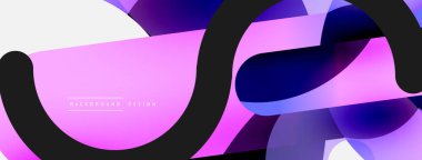 Yuvarlak şekiller daireler ve diğer geometrik şekiller. Duvar kağıdı afişi arkaplan kartı veya iniş sayfası için vektör illüstrasyonu