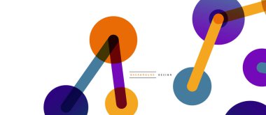 Çizgi noktaları geometrik soyut arkaplan bağlantıları. Çizgilerle birbirine bağlı çemberler. Duvar kağıdı, afiş, arkaplan veya iniş için moda tekno iş şablonu