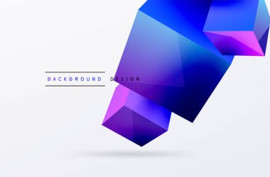 3d vektör soyut arkaplan. Uçan küp kompozisyonu. Duvar kağıdı, afiş, arkaplan veya iniş için moda tekno iş şablonu