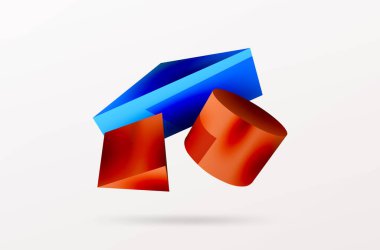 Metallic 3d shape vector geometric background. Trendy techno business template for wallpaper, banner, background or landing