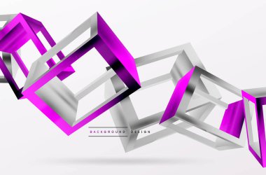 3 boyutlu küp vektör geometrik arkaplanı şekillendirir. Duvar kağıdı, afiş, arkaplan veya iniş için moda tekno iş şablonu