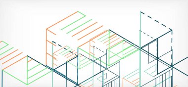 Soyut arkaplan. Beyaz arkaplanda renk çizgileri. Doğrusal soyut kompozisyon. Duvar kağıdı, afiş, arkaplan, iniş sayfası için tekno veya iş konsepti