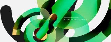 Yuvarlak şekiller daireler ve diğer geometrik şekiller. Duvar kağıdı afişi arkaplan kartı veya iniş sayfası için vektör illüstrasyonu