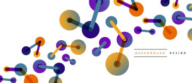 Çizgi noktaları geometrik soyut arkaplan bağlantıları. Çizgilerle birbirine bağlı çemberler. Duvar kağıdı, afiş, arkaplan veya iniş için moda tekno iş şablonu