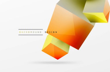 3d küp vektör soyut arkaplan. 3d kare şeklindeki temel geometrik elementlerin bileşimi. Duvar kağıdı, afiş, arkaplan veya iniş için moda tekno iş şablonu