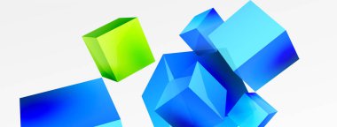 3d cubes vector abstract background. Composition of 3d square shaped basic geometric elements. Trendy techno business template for wallpaper, banner, background or landing