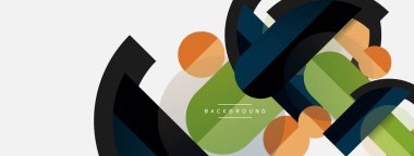 Yuvarlak geometrik şekiller çizgiler ve daireler. Duvar kağıdı afişi ya da iniş sayfası için vektör şablonu