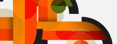 Yuvarlak geometrik şekiller çizgiler ve daireler. Duvar kağıdı afişi ya da iniş sayfası için vektör şablonu