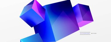 3d vektör soyut arkaplan. Uçan küp kompozisyonu. Duvar kağıdı, afiş, arkaplan veya iniş için moda tekno iş şablonu