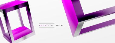 3 boyutlu küp vektör geometrik arkaplanı şekillendirir. Duvar kağıdı, afiş, arkaplan veya iniş için moda tekno iş şablonu