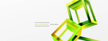 3 boyutlu küp vektör geometrik arkaplanı şekillendirir. Duvar kağıdı, afiş, arkaplan veya iniş için moda tekno iş şablonu