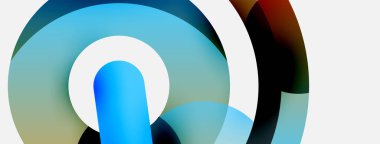 Yuvarlak şekiller daireler ve diğer geometrik şekiller. Duvar kağıdı afişi arkaplan kartı veya iniş sayfası için vektör illüstrasyonu