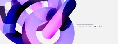 Yuvarlak şekiller daireler ve diğer geometrik şekiller. Duvar kağıdı afişi arkaplan kartı veya iniş sayfası için vektör illüstrasyonu