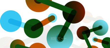 Soyut arkaplan. Yuvarlak noktalar çizgilerle birleşti. Duvar kağıdı, afiş, arkaplan veya iniş için moda tekno iş şablonu