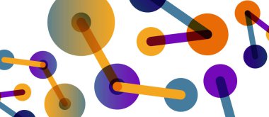 Soyut arkaplan. Yuvarlak noktalar çizgilerle birleşti. Duvar kağıdı, afiş, arkaplan veya iniş için moda tekno iş şablonu