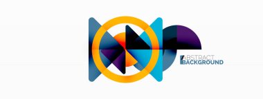 Yaratıcı geometrik duvar kağıdı. Asgari soyut arkaplan. Duvar kağıdı arkaplanı veya iniş sayfası için üçgenler ve daireler kompozisyon vektör çizimi