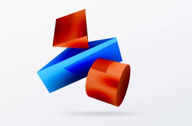 Vector 3d abstract background. Shapes 3d triangle and cylinder. Trendy techno business template for wallpaper, banner, background or landing