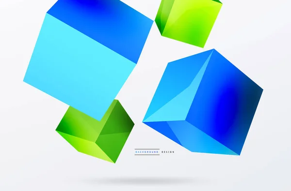 Cubes Vector Abstract Background Composition Square Shaped Basic Geometric Elements — Stockvektor