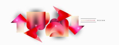 Minimum geometrik soyut arkaplan. İlkel şekiller kompozisyon arkaplanı. Duvar kağıdı, afiş, arkaplan veya iniş için moda tekno iş şablonu