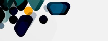 Beyaz üzerine renkli baloncuklar ve yuvarlak geometrik şekiller. Duvar kağıdı, pankart, arkaplan, iniş sayfası için vektör geometrik asgari özet arkaplan