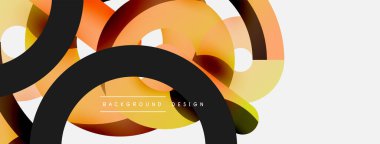 Yuvarlak şekiller daireler ve diğer geometrik şekiller. Duvar kağıdı afişi arkaplan kartı veya iniş sayfası için vektör illüstrasyonu