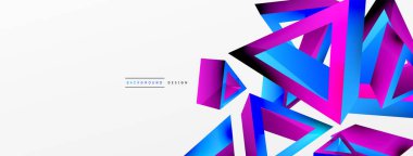 Üçgen soyut arkaplan. 3D vektör temel biçim teknolojisi veya iş konsepti bileşimi. Duvar kağıdı, afiş, arkaplan veya iniş için moda tekno iş şablonu