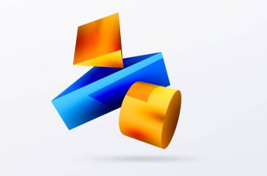 Vector 3d abstract background. Shapes 3d triangle and cylinder. Trendy techno business template for wallpaper, banner, background or landing
