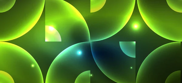 Abstrakter Hintergrund Mit Neonlichteffekten Runde Formen Dreiecke Und Kreise Wallpaper — Stockvektor