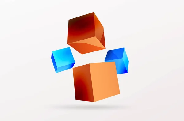 Cubes Vector Abstract Background Composition Square Shaped Basic Geometric Elements — Διανυσματικό Αρχείο