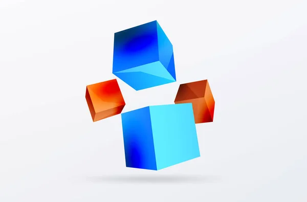 Cubes Vector Abstract Background Composition Square Shaped Basic Geometric Elements — 图库矢量图片