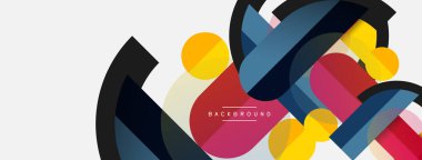 Yuvarlak geometrik şekiller çizgiler ve daireler. Duvar kağıdı afişi ya da iniş sayfası için vektör şablonu