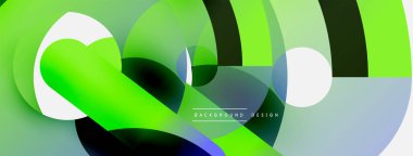 Yuvarlak şekiller daireler ve diğer geometrik şekiller. Duvar kağıdı afişi arkaplan kartı veya iniş sayfası için vektör illüstrasyonu