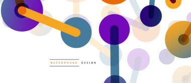 Soyut arkaplan. Yuvarlak noktalar çizgilerle birleşti. Duvar kağıdı, afiş, arkaplan veya iniş için moda tekno iş şablonu