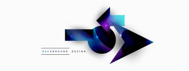 Minimum geometrik soyut arkaplan. İlkel şekiller kompozisyon arkaplanı. Duvar kağıdı, afiş, arkaplan veya iniş için moda tekno iş şablonu