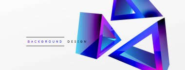 Üçgen soyut arkaplan. 3D vektör temel biçim teknolojisi veya iş konsepti bileşimi. Duvar kağıdı, afiş, arkaplan veya iniş için moda tekno iş şablonu