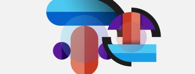 Geometrik şekiller bileşim soyut arkaplan. Çember çizgileri ve dikdörtgenler. Duvar kağıdı afişi veya iniş sayfası için vektör illüstrasyonu