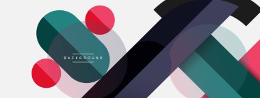 Geometrik şekiller bileşim soyut arkaplan. Çember çizgileri ve dikdörtgenler. Duvar kağıdı afişi veya iniş sayfası için vektör illüstrasyonu