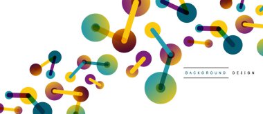 Soyut arkaplan. Yuvarlak noktalar çizgilerle birleşti. Duvar kağıdı, afiş, arkaplan veya iniş için moda tekno iş şablonu