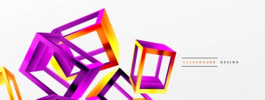 3 boyutlu küp vektör geometrik arkaplanı şekillendirir. Duvar kağıdı, afiş, arkaplan veya iniş için moda tekno iş şablonu