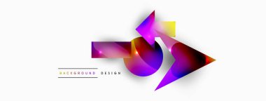 Minimum geometrik soyut arkaplan. İlkel şekiller kompozisyon arkaplanı. Duvar kağıdı, afiş, arkaplan veya iniş için moda tekno iş şablonu