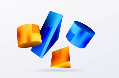 Metallic 3d shape vector geometric background. Trendy techno business template for wallpaper, banner, background or landing